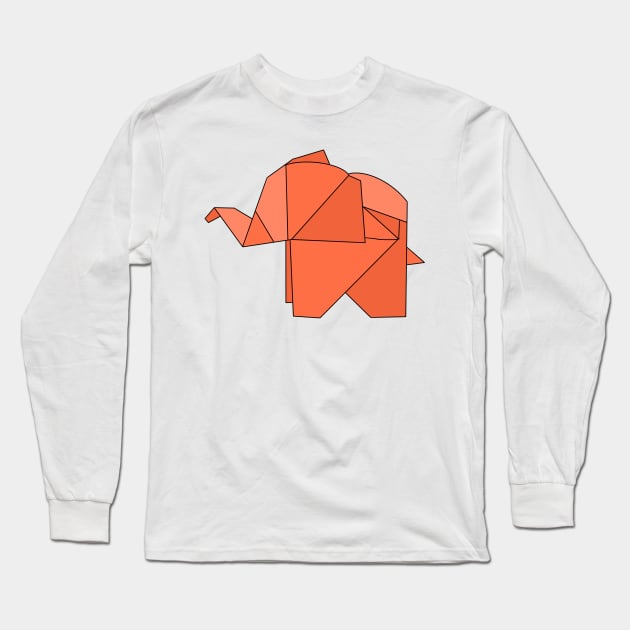 Orange origami elephant Long Sleeve T-Shirt by CalliesArt